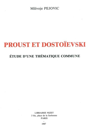 Emprunter Proust et Dostoïevski. Etude d'une thématique commune livre