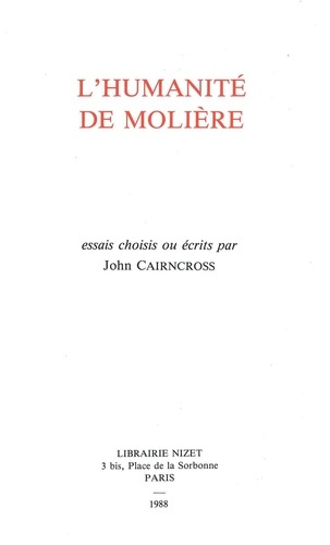 Emprunter L'humanité de Molière livre