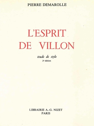 Emprunter L'Esprit de Villon. Étude de style livre