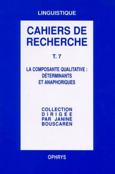 Emprunter La composante qualitative : déterminants et anaphoriques livre