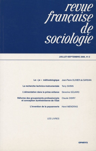 Emprunter Revue française de sociologie N° 41-3, Juillet-Septembre 2000 livre