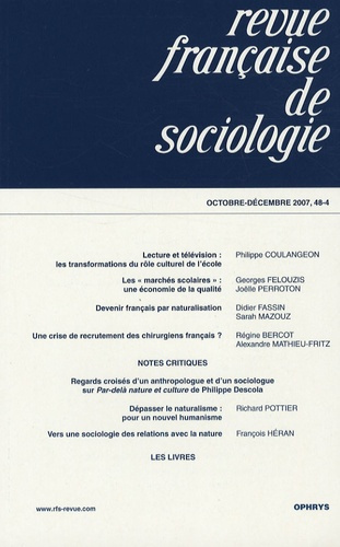 Emprunter Revue française de sociologie N° 48-4, Octobre-Décembre 2007 livre