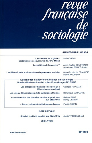 Emprunter Revue française de sociologie N° 49-1, Janvier-mars 2008 livre