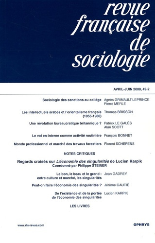 Emprunter Revue française de sociologie N° 49-2, Avril-juin 2008 livre
