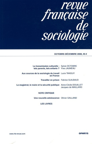 Emprunter Revue française de sociologie N° 49-4, Octobre-Décembre 2008 livre
