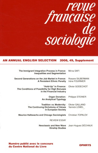 Emprunter Revue française de sociologie N° 49/2008 supplément : An annual english selection livre