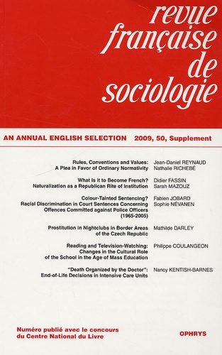 Emprunter Revue française de sociologie N° 50, 2009 : An annual english selection livre