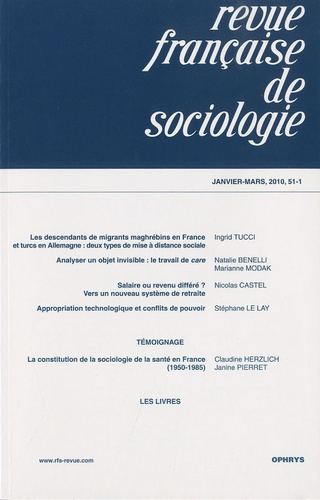 Emprunter Revue française de sociologie N° 51-1, Janvier-mars 2010 livre