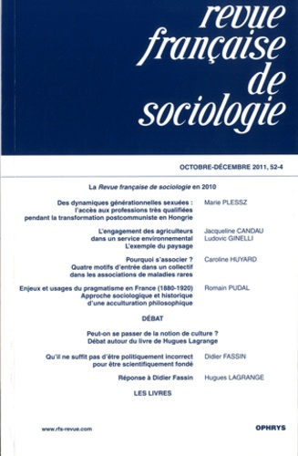 Emprunter Revue française de sociologie N° 52-4, Octobre-Décembre 2011 livre
