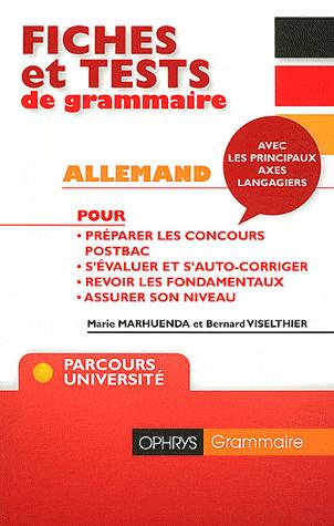 Emprunter Fiches et tests de grammaire Allemand avec corrigés. Niveau B2/C1 livre