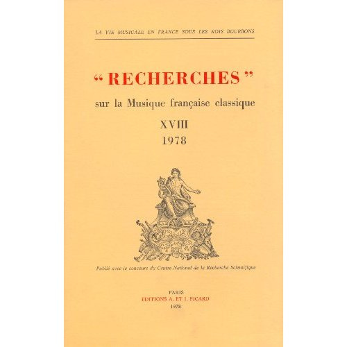 Emprunter Recherches sur la musique francaise classique. volume (18) xviii. livre