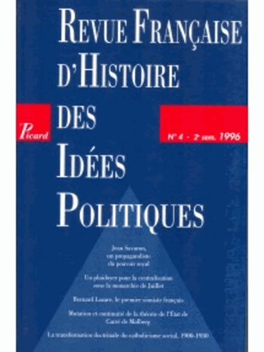Emprunter Revue française d'Histoire des idées politiques N° 4 livre