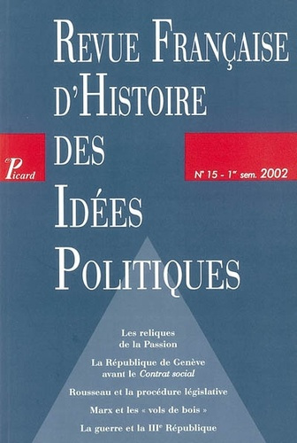 Emprunter Revue française d'Histoire des idées politiques N° 15 - 1er semestre 2002 livre
