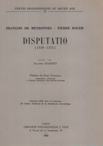 Emprunter DISPUTATIO (1320-1321) livre