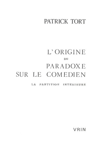 Emprunter L'ORIGINE DU PARADOXE SUR LE COMEDIEN livre