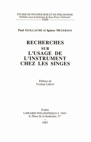 Emprunter RECHERCHES SUR L'USAGE DE L'INSTRUMENT CHEZ LES SINGES livre