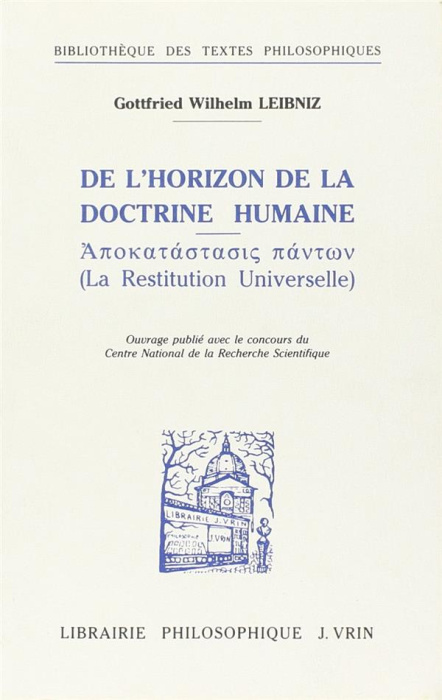 Emprunter DE L'HORIZON DE LA DOCTRINE HUMAINE LA RESTITUTION UNIVERSELLE livre
