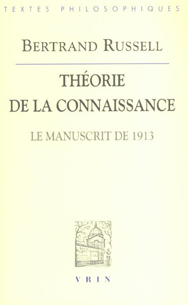 Emprunter THEORIE DE LA CONNAISSANCE (MANUSCRIT DE 1913) livre