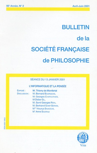 Emprunter L'INFORMATIQUE ET LA PENSEE (BULLETIN SFP 2001/2) livre