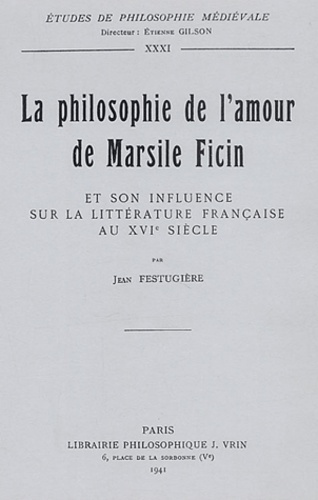 Emprunter LA PHILOSOPHIE DE L'AMOUR DE MARSILE FICIN livre