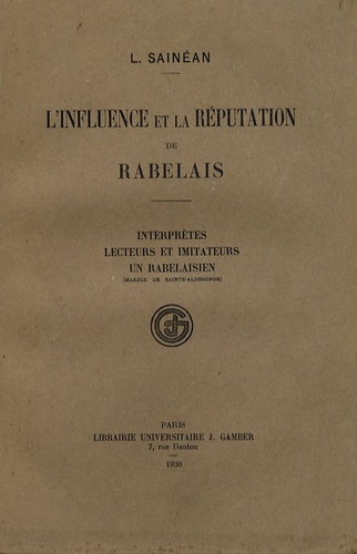Emprunter L'INFLUENCE ET LA REPUTATION DE RABELAIS livre