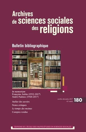 Emprunter Archives de sciences sociales des religions N° 180 : Bulletin bibliographique livre