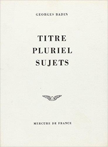 Emprunter TITRE, PLURIEL, SUJETS livre