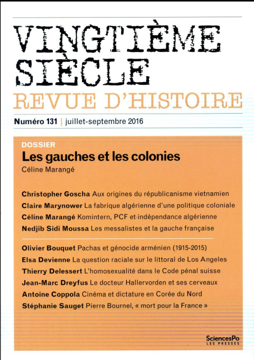 Emprunter Vingtième siècle N° 131, juillet-septembre 2016 : Les gauches et les colonies livre