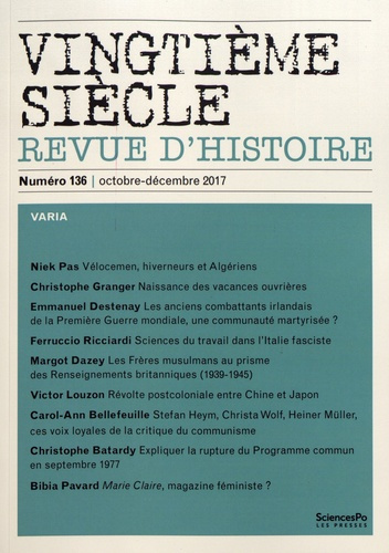 Emprunter Vingtième siècle N° 136, octobre-décembre 2017 : Varia livre