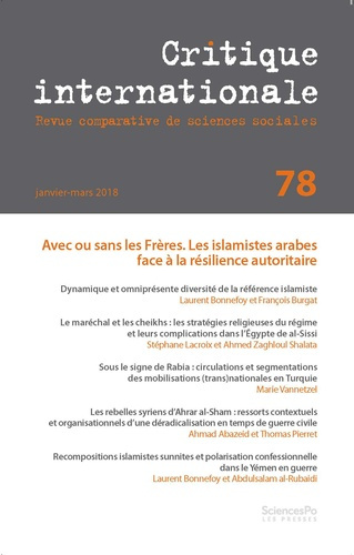 Emprunter Critique internationale N° 78, janvier-mars 2018 : Avec ou sans les Frères. Les islamistes arabes fa livre