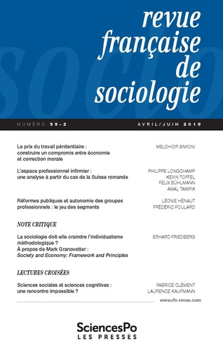 Emprunter Revue française de sociologie N° 59-2, avril-juin 2018 livre