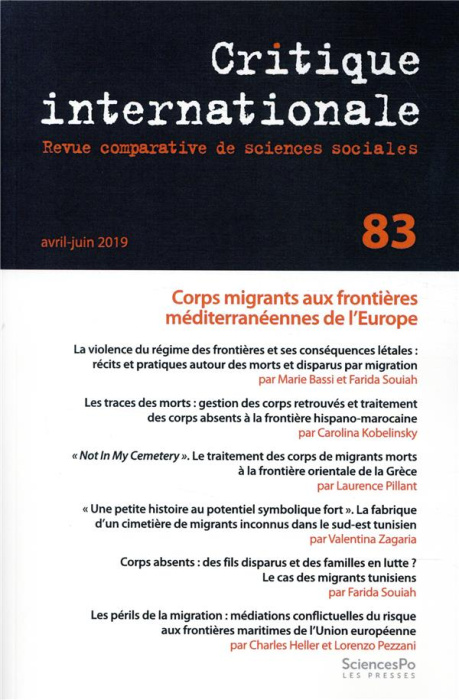 Emprunter Critique internationale N° 83 : Gestion des corps migrants aux frontières méditerranéennes de L'Euro livre