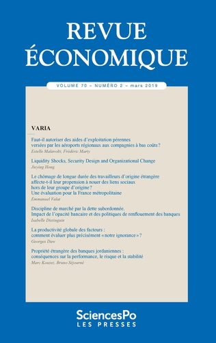 Emprunter Revue économique Volume 70 N° 2, mars 2019 livre