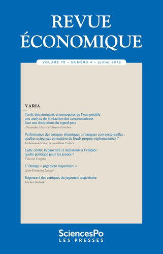 Emprunter Revue économique Volume 4 N° 70, juillet 2019 livre