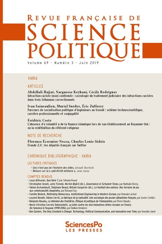 Emprunter Revue française de science politique Volume 3 N° 63, juillet 2019 livre