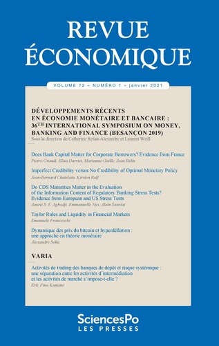 Emprunter Revue économique Volume 72 N° 1, janvier 2021 : Développements récents en économie monétaire et banc livre