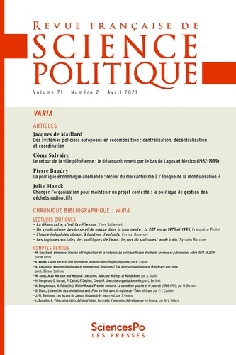 Emprunter Revue Française de Science Politique T71-2. Varia livre