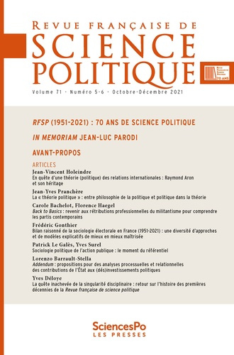 Emprunter Revue française de science politique Volume 71 N°5 livre