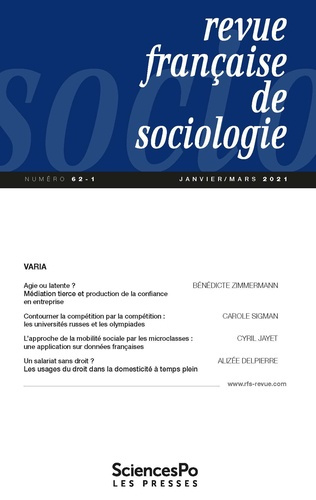 Emprunter Revue francaise de sociologie T62-1. Varia livre