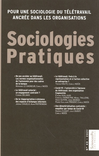 Emprunter Sociologies Pratiques N° 43/2021 : Pour une sociologie du télétravail ancrée dans les organisations livre