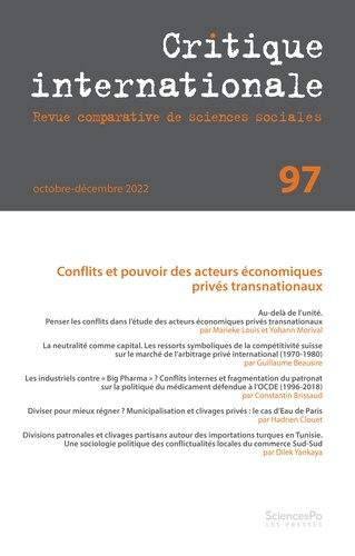 Emprunter Critique internationale N° 97, octobre-décembre 2022 : Conflits et pouvoir des acteurs économiques p livre