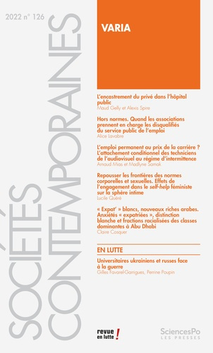 Emprunter Sociétés contemporaines N° 126, 2022 : Varia livre