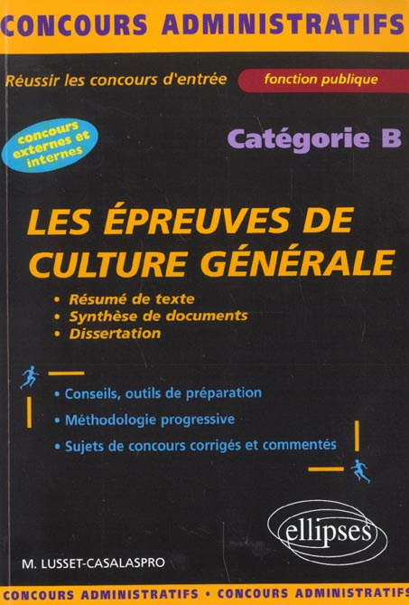 Emprunter Les épreuves de culture générale. Catégorie B livre