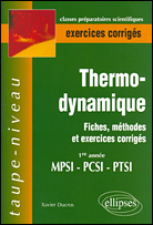 Emprunter Thermodynamique 1e année MPSI-PCSI-PTSI. Fiches, méthodes et exercices corrigés livre