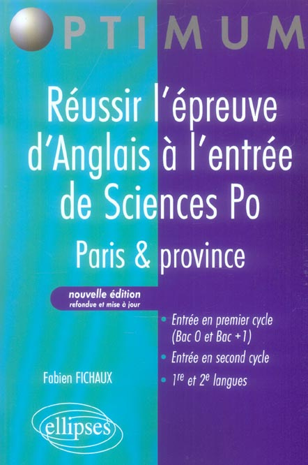 Emprunter Réussir l'épreuve d'Anglais à l'entrée de Sciences Po. Paris & province livre