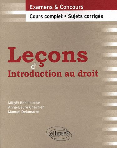 Emprunter LECONS D'INTRODUCTION AU DROIT. COURS COMPLET ET SUJETS CORRIGES livre