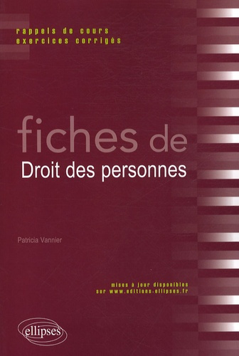 Emprunter Fiches de droit des personnes. Rappels de cours et exercices corrigés livre