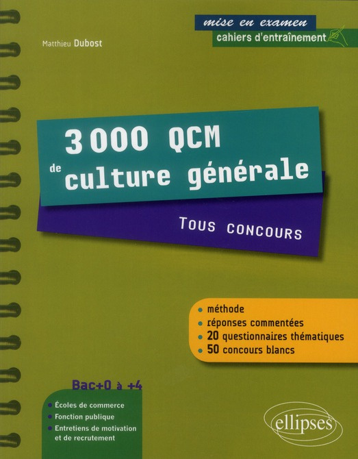 Emprunter 3 000 QCM de culture générale. Tous concours livre