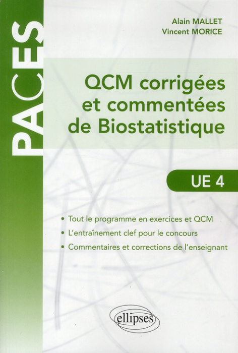 Emprunter QCM corrigées & commentées de Biostatistique UE 4 livre