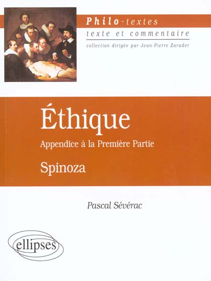 Emprunter ETHIQUE DE SPINOZA. Appendice à la Première Partie livre